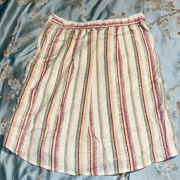 Potter’s Pot Multi Stripe Button Down Front Straight Skirt with Pockets - Picture 4 of 4